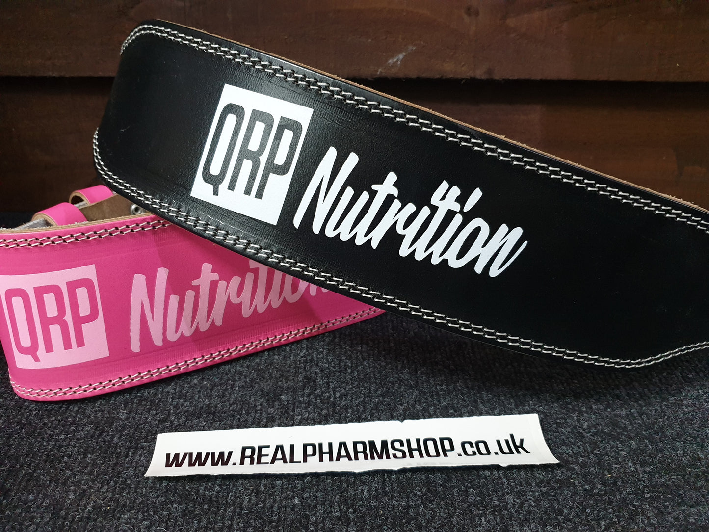 QRP Nutrition Leather GYM BELT (Pink/Black) image 0