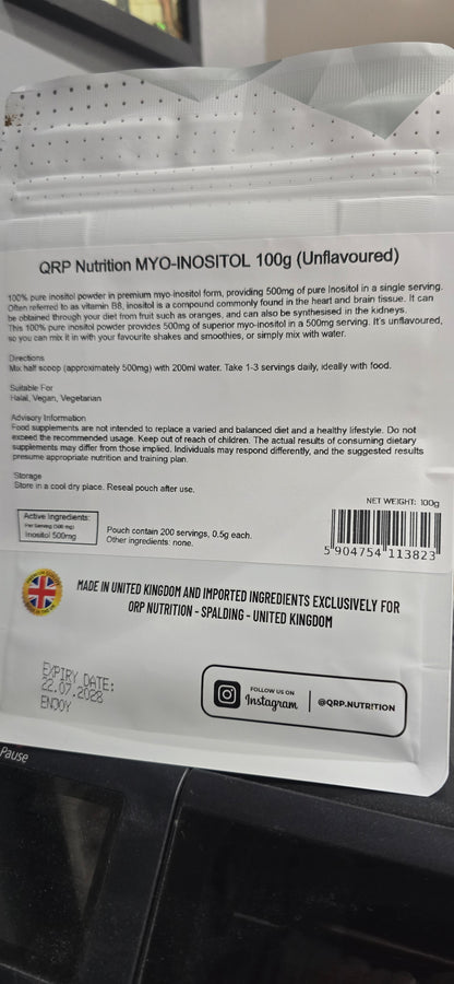 QRP Nutrition Myo-Inositol 100g unflavoured